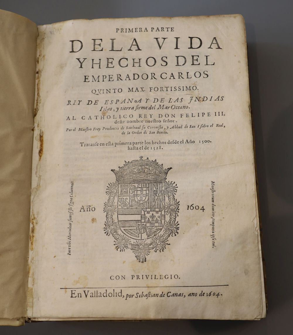 Sandoval, Prudencio de, ca.1560-1620. - Historia de la vida y hechos del emperador Carlos V, 2 vols, limp vellum, quarto,